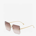Fendi FE4082US Lightweight Metal Rimless Gold Lens Sunglasses for Men & Women