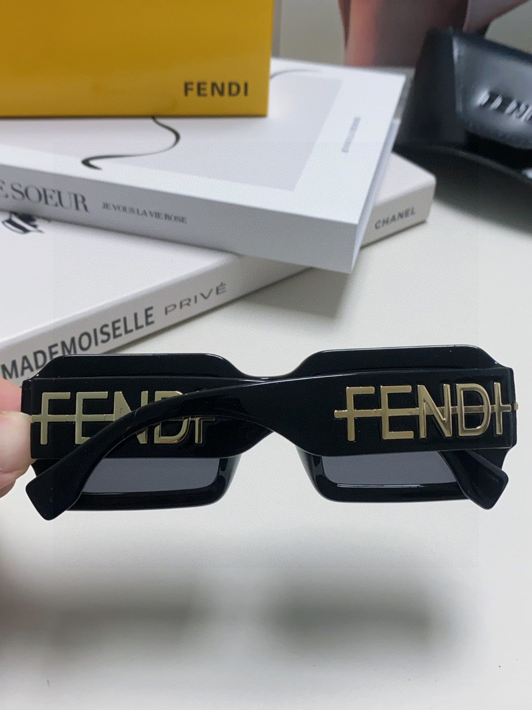 Fendi Square Orange Lens Sunglasses for Men & Women - detail image 4