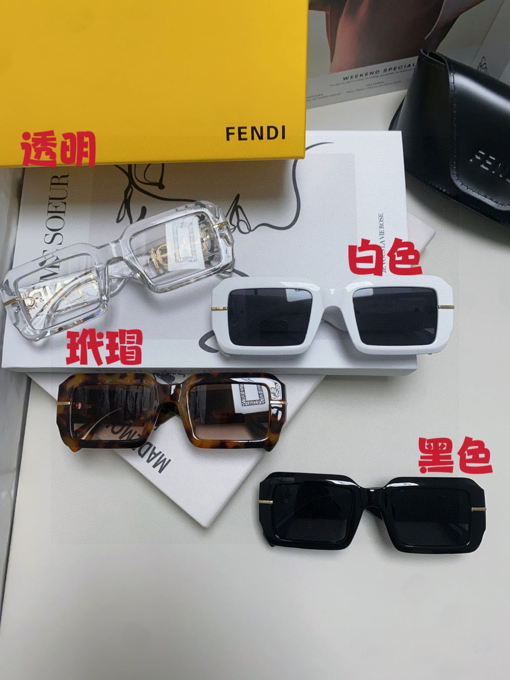 Fendi Square Orange Lens Sunglasses for Men & Women - detail image 9