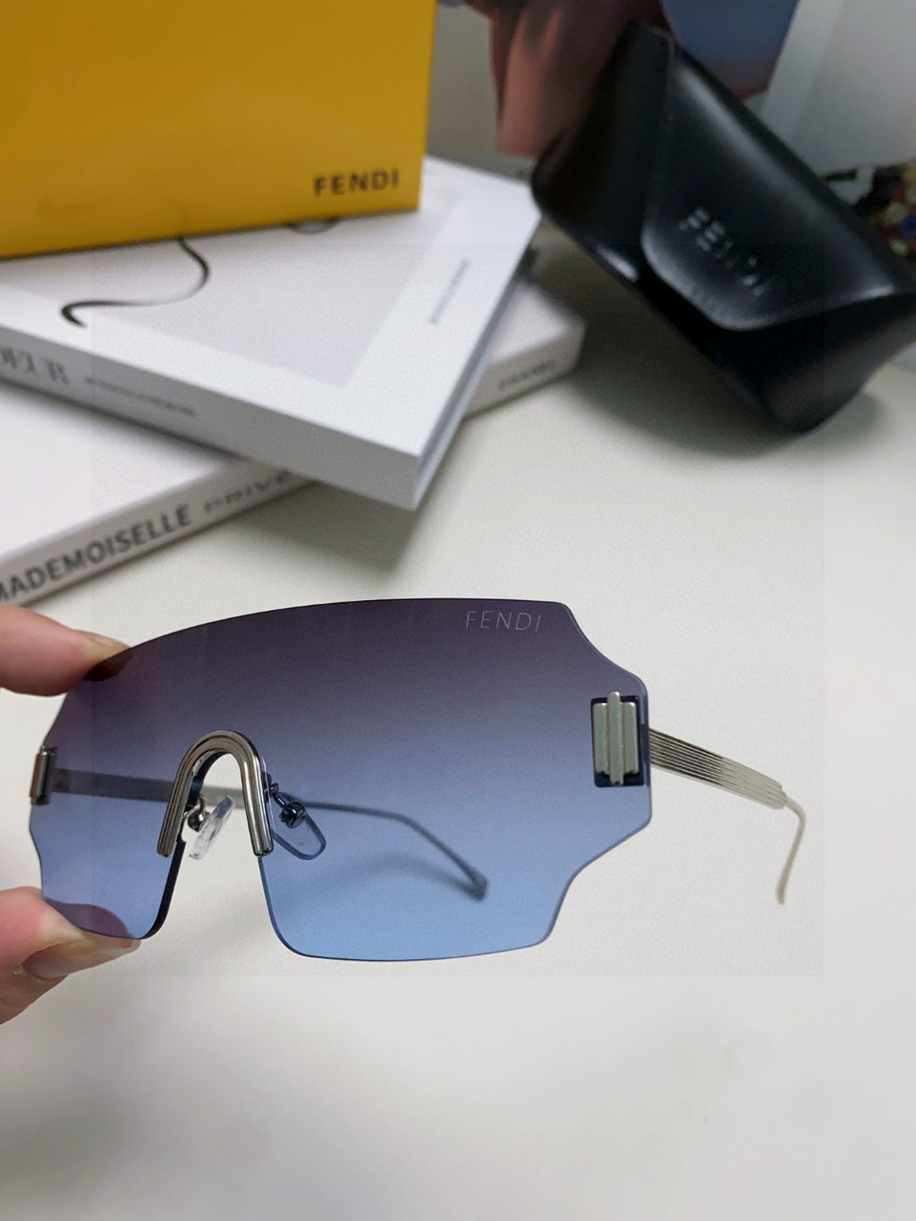 Fendi Lightweight Rimless Blue Lens Sunglasses for Men & Women - 399281 - detail image 4