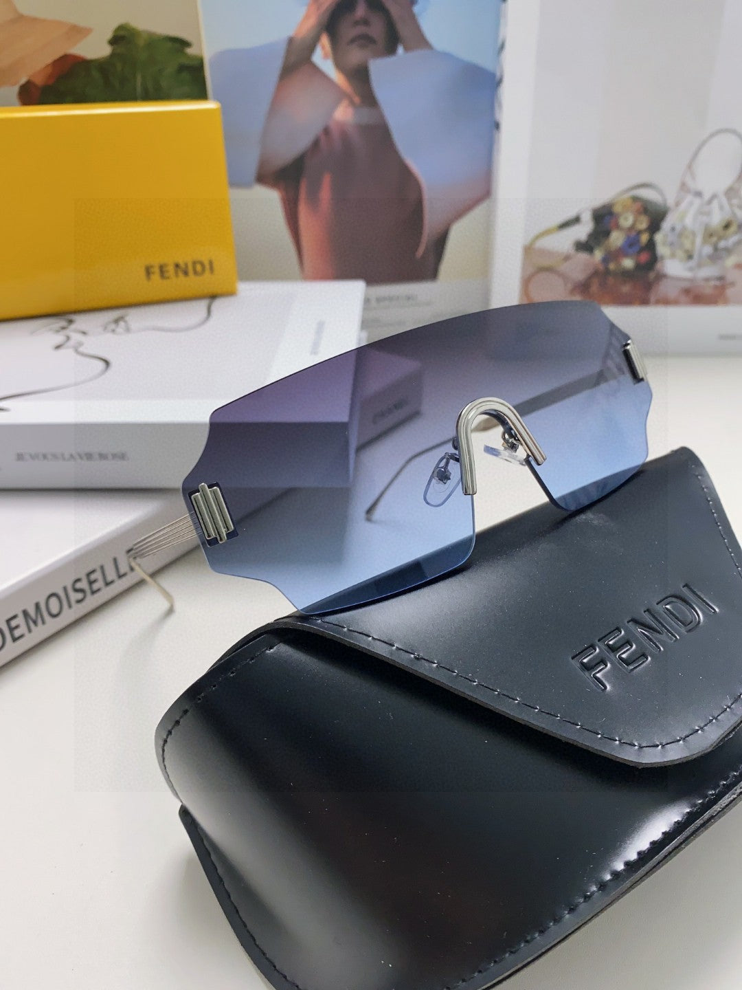 Fendi Lightweight Rimless Blue Lens Sunglasses for Men & Women - 399281 - detail image 6