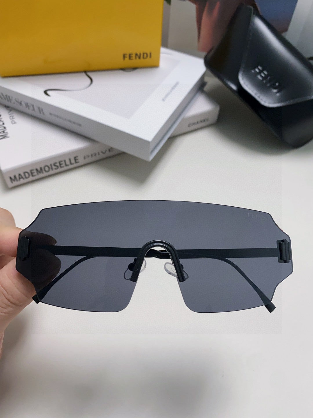 Fendi Lightweight Rimless Blue Lens Sunglasses for Men & Women - 399283 - detail image 2