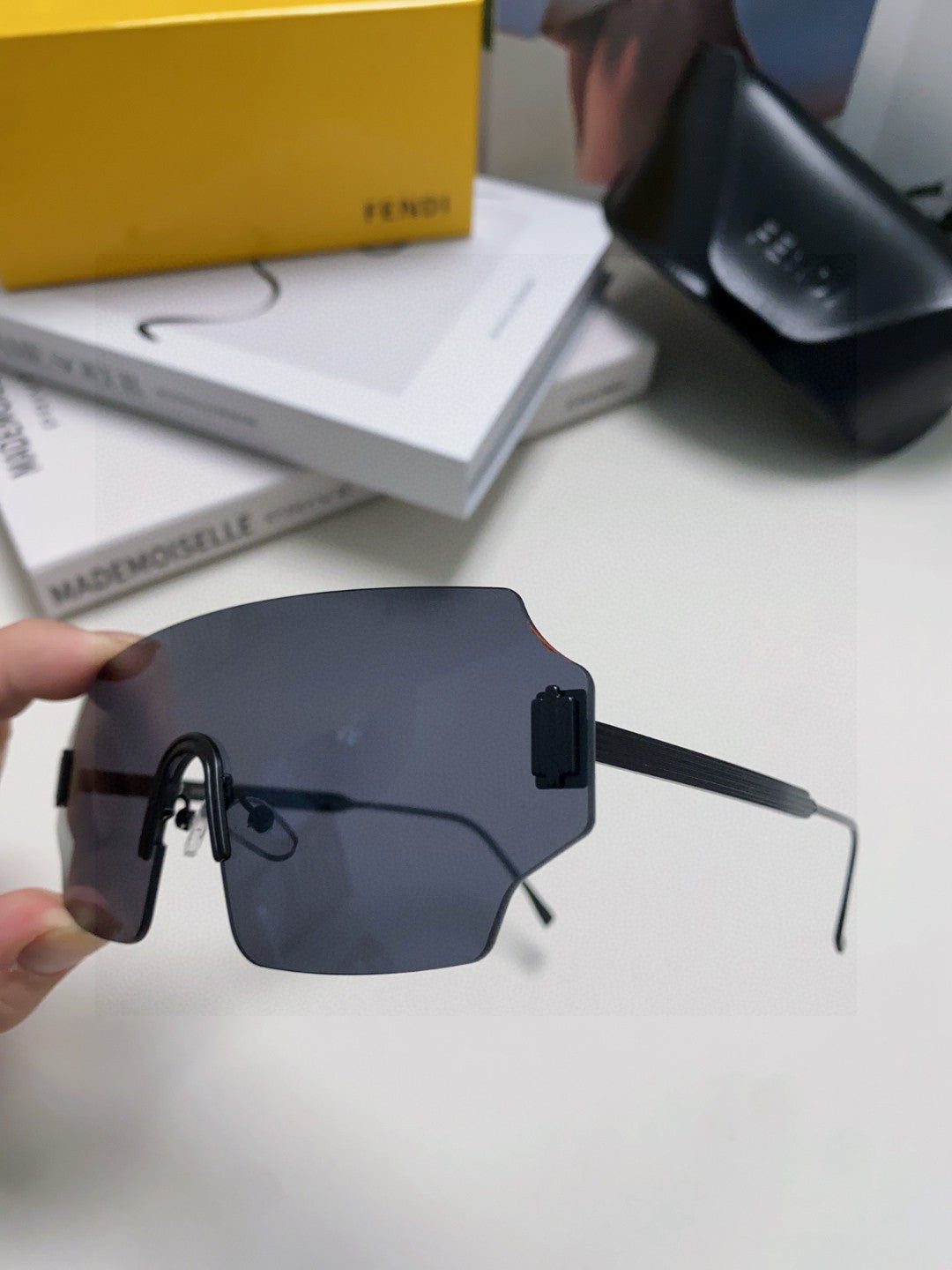Fendi Lightweight Rimless Blue Lens Sunglasses for Men & Women - 399283 - detail image 4