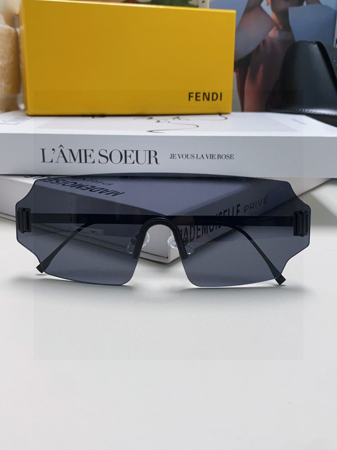 Fendi Lightweight Rimless Blue Lens Sunglasses for Men & Women - 432752 - detail image 5