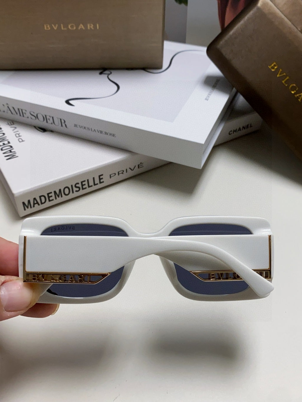 Bottega Veneta Square Blue Lens Sunglasses for Women - detail image 4