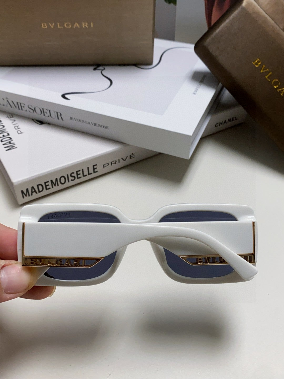 Bottega Veneta Square Blue Lens Sunglasses for Women - detail image 4