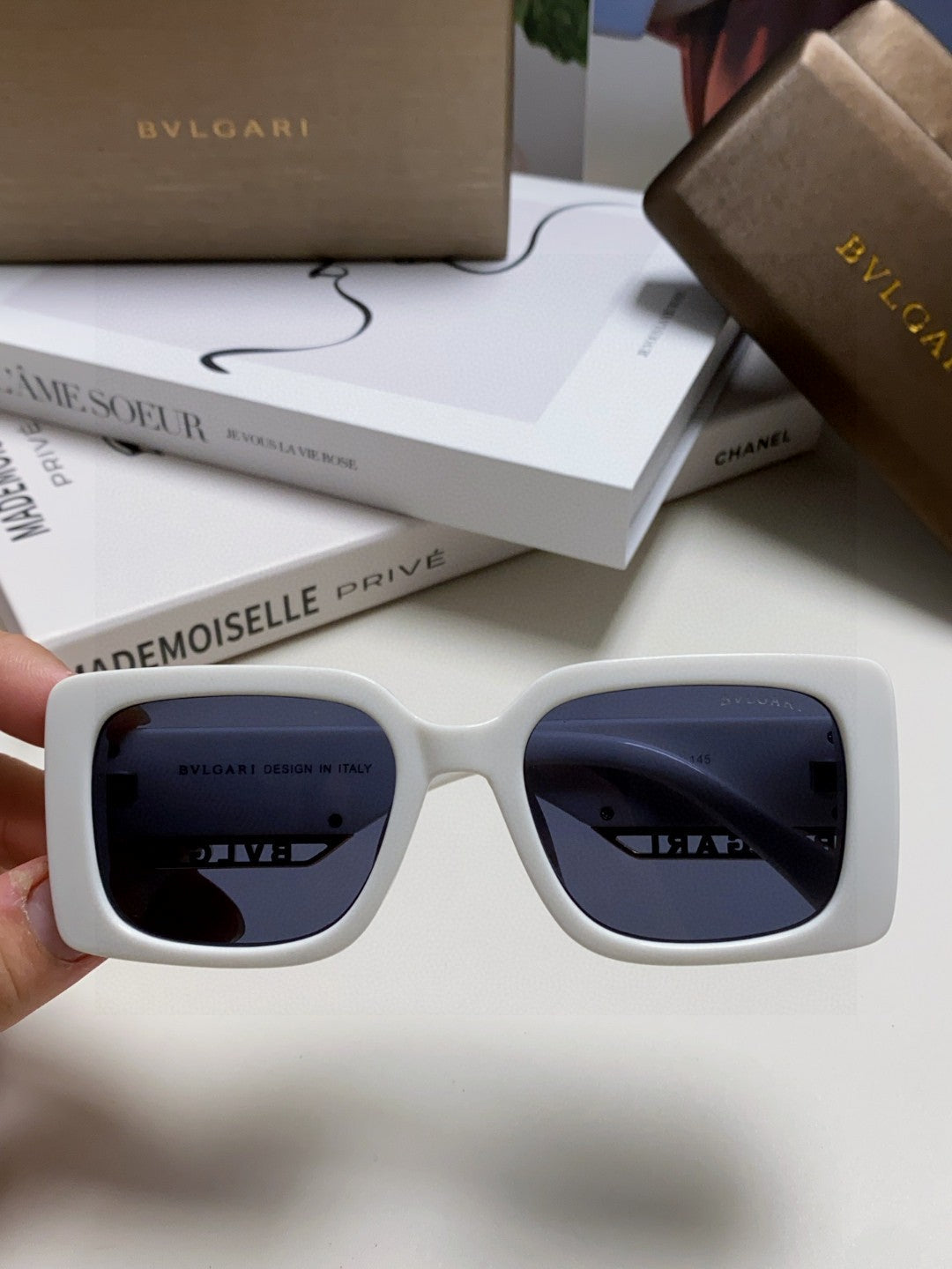 Bottega Veneta Square Blue Lens Sunglasses for Women - detail image 3