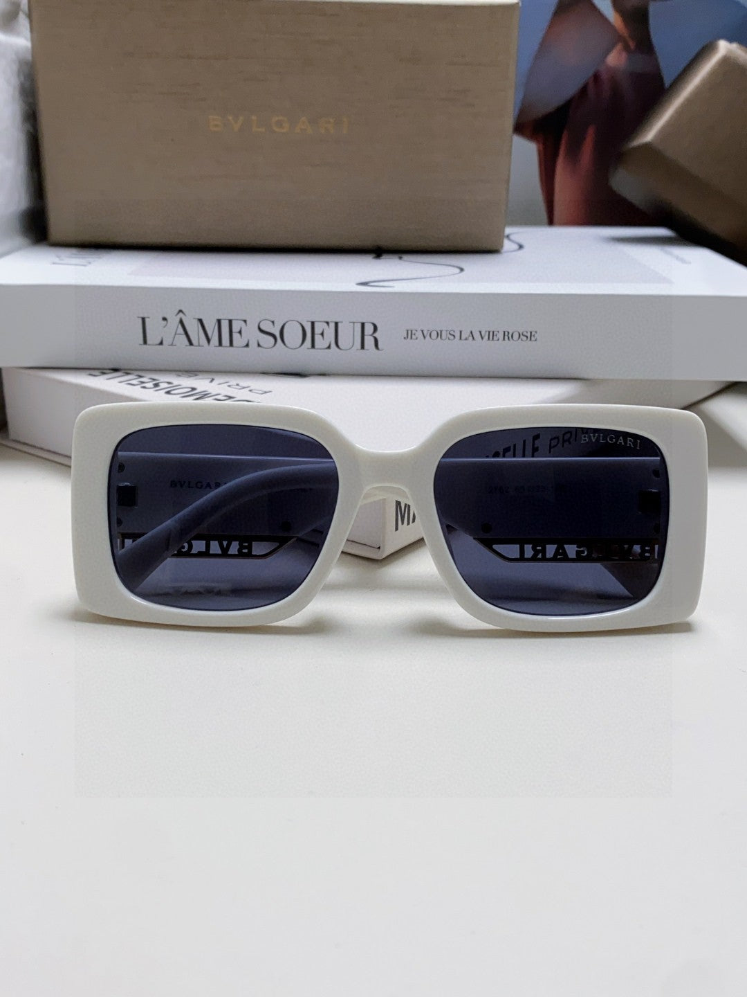 Bottega Veneta Square Blue Lens Sunglasses for Women - detail image 6