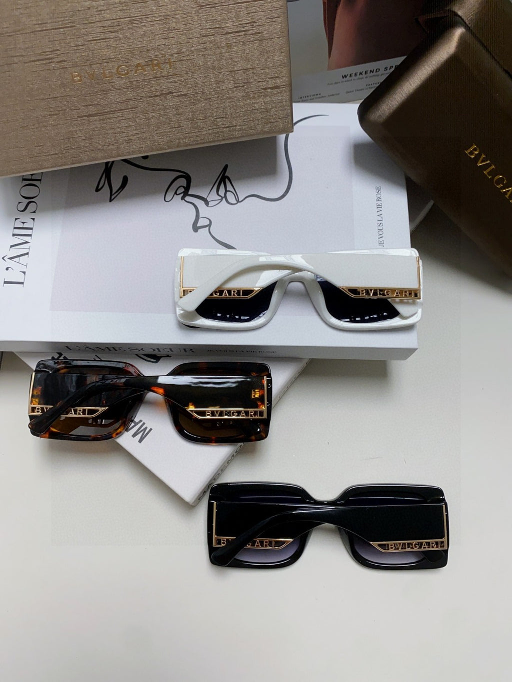 Bottega Veneta Square Blue Lens Sunglasses for Women - detail image 8