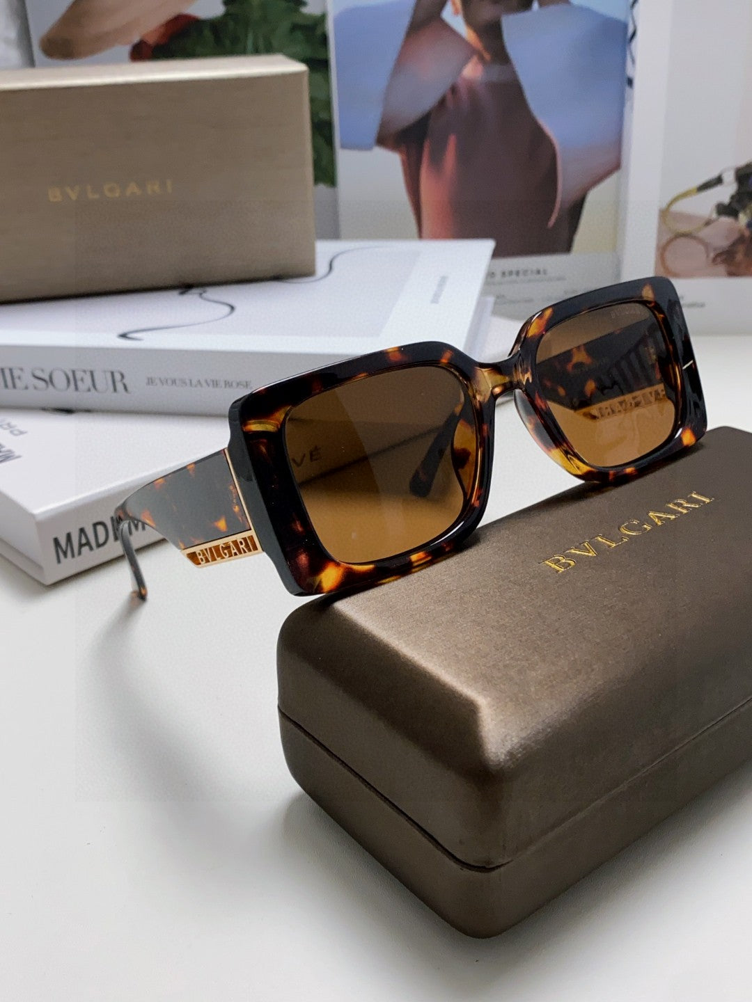 Bottega Veneta Square Black Lens Sunglasses for Women - detail image 7