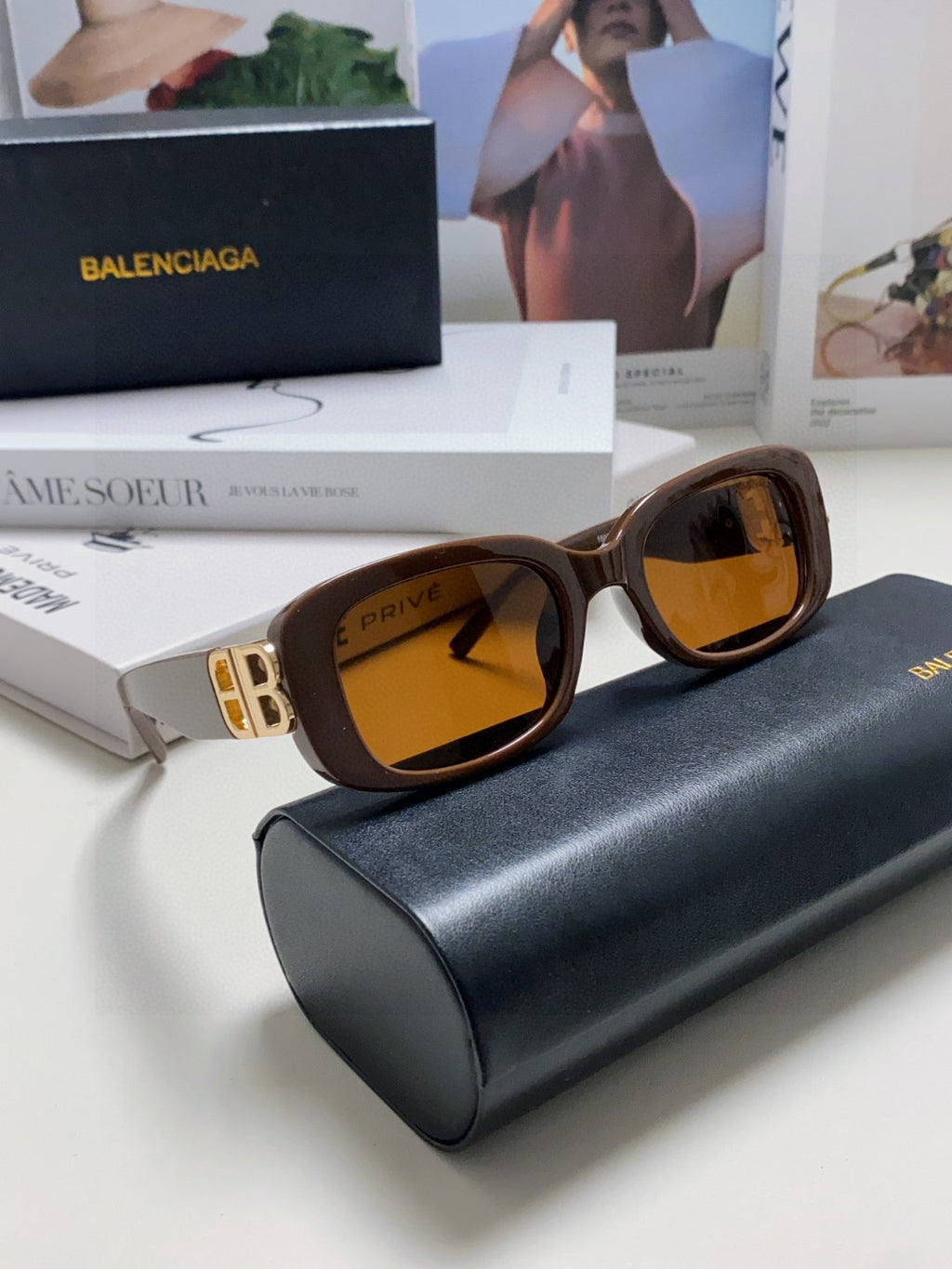 Balenciaga BB0310SK Slim Brown Lens Sunglasses for Men & Women - detail image 7