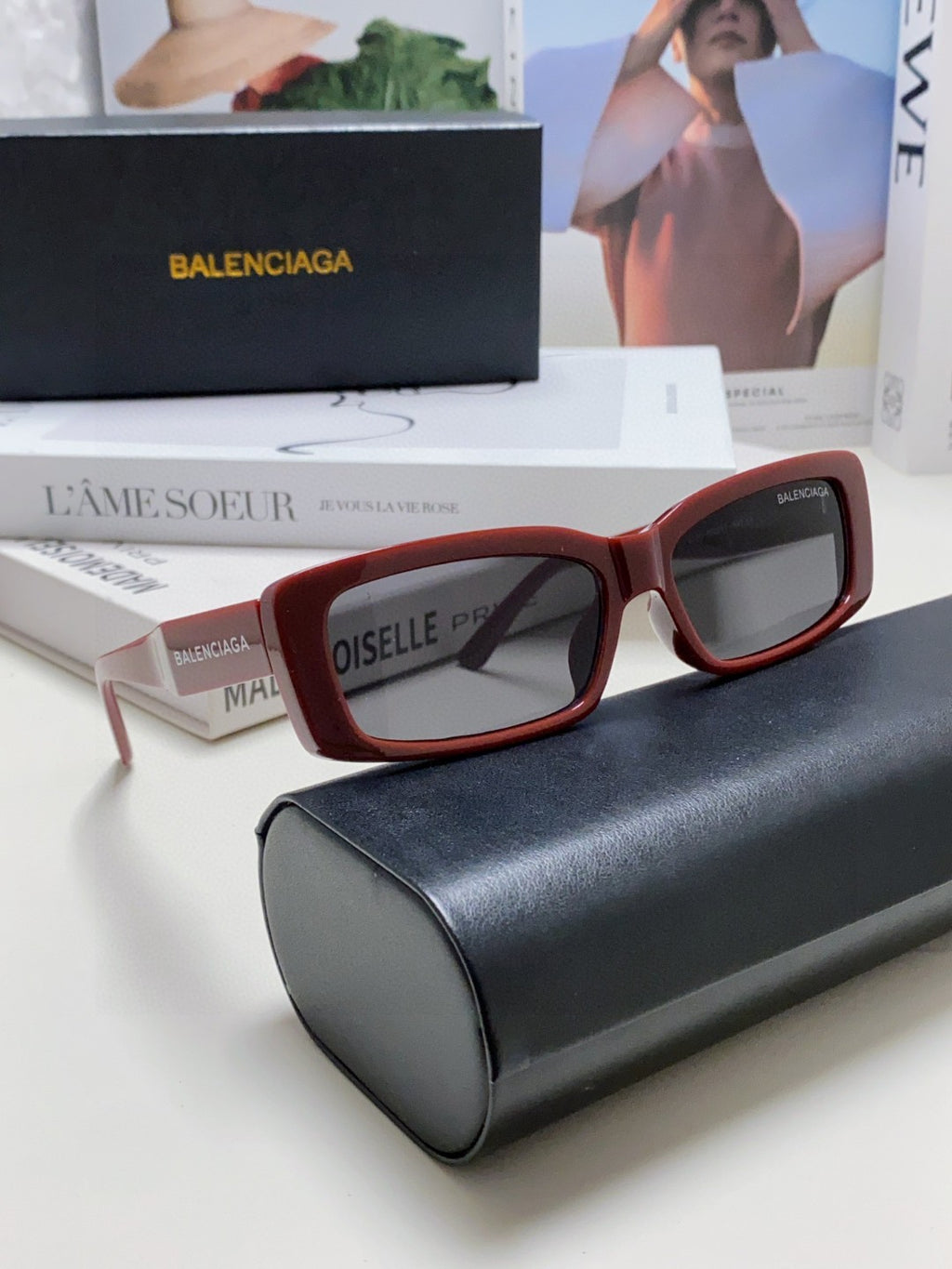 Balenciaga Rectangular Black Lens Sunglasses for Men & Women - 382920 - detail image 7