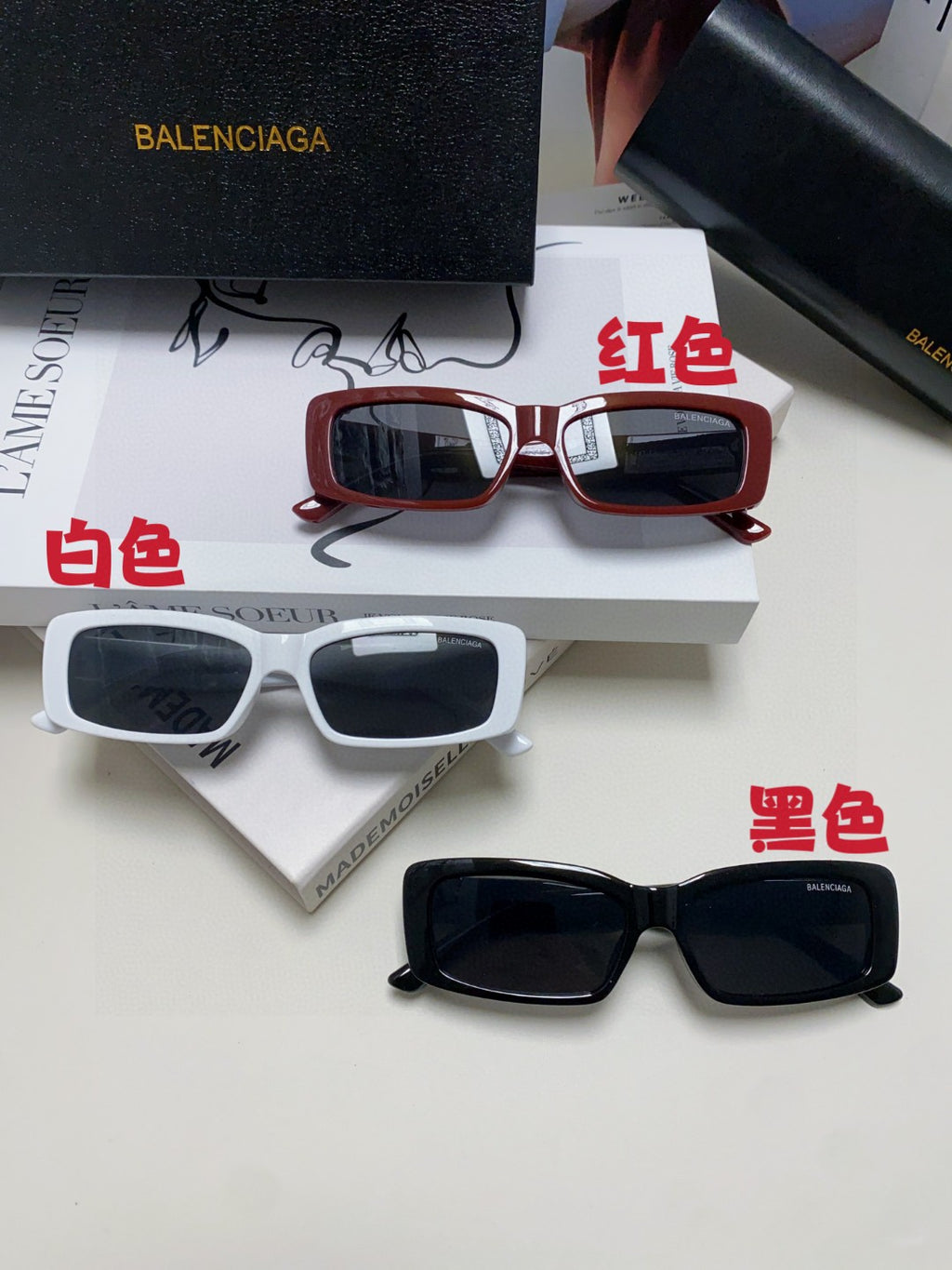 Balenciaga Rectangular Gray Lens Sunglasses for Men & Women - 382921 - detail image 9