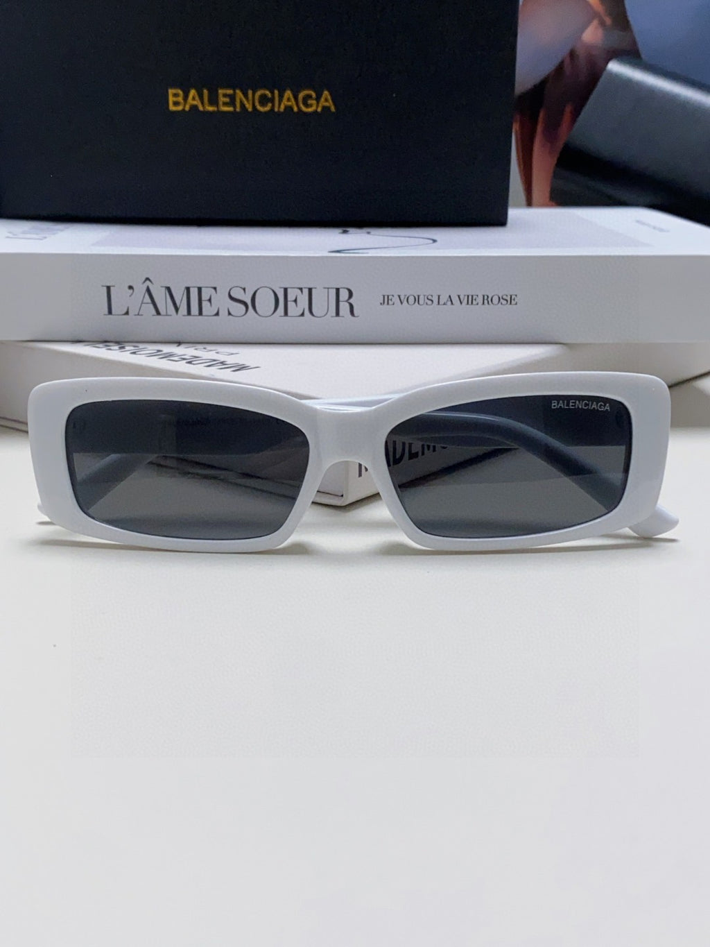 Balenciaga Rectangular Gray Lens Sunglasses for Men & Women - 382921 - detail image 6