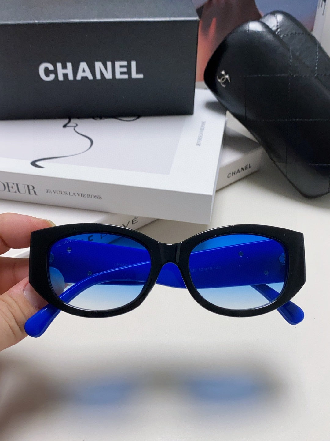 Chanel Oval Blue Lens Sunglasses for Men & Women - detail image 3