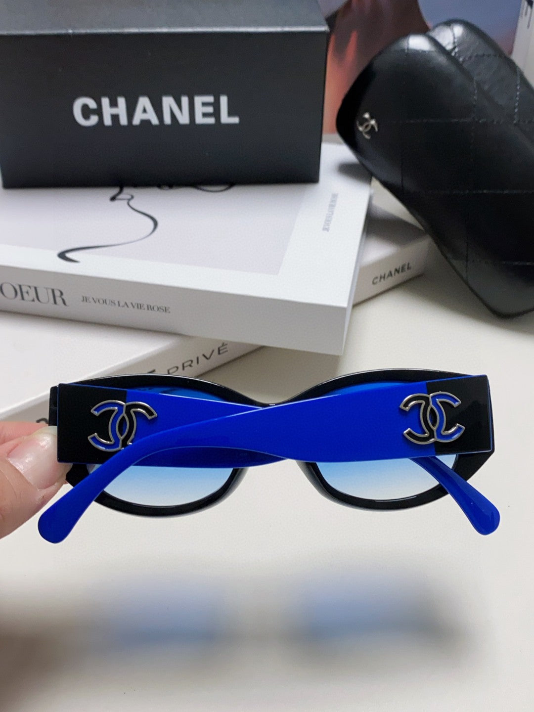 Chanel Oval Blue Lens Sunglasses for Men & Women - detail image 4