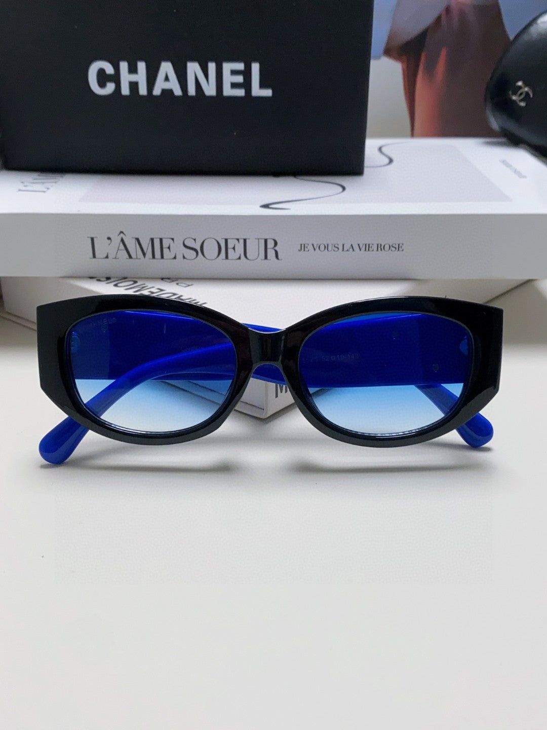 Chanel Oval Blue Lens Sunglasses for Men & Women - detail image 6