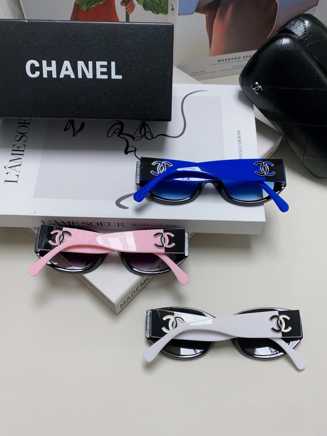Chanel Oval Blue Lens Sunglasses for Men & Women - detail image 8