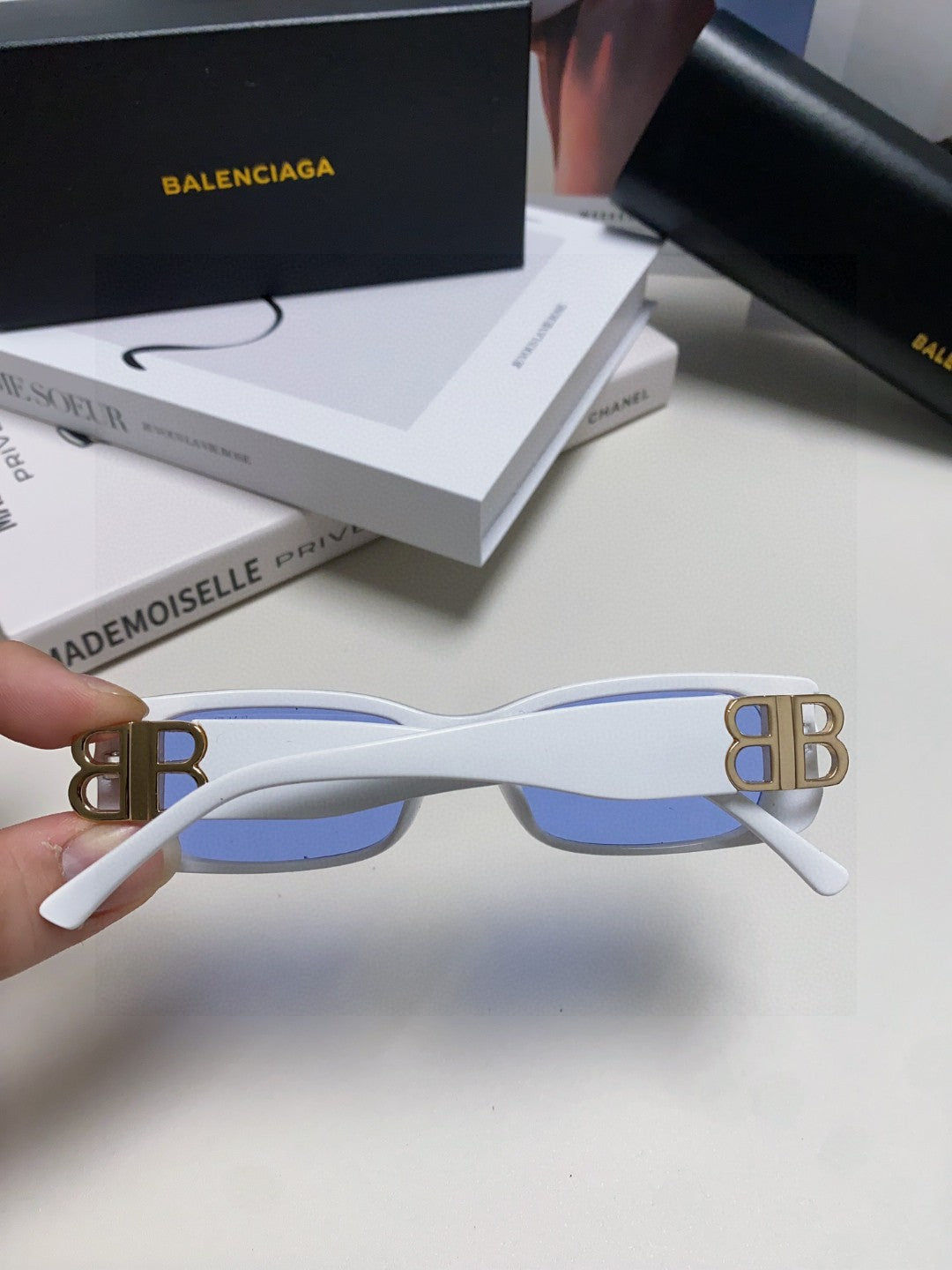 Balenciaga Rectangular Silver Lens Sunglasses for Men & Women - 382928 - detail image 3