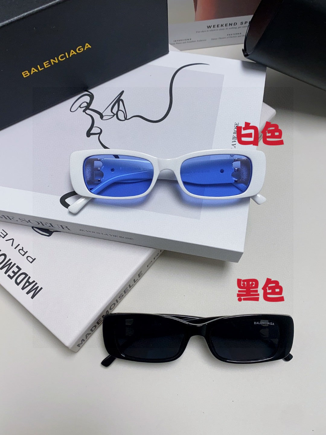 Balenciaga Rectangular Silver Lens Sunglasses for Men & Women - 382928 - detail image 8