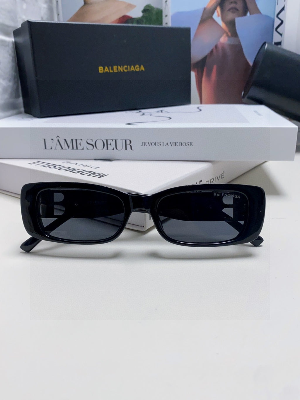 Balenciaga Rectangular Orange Lens Sunglasses for Men & Women - 382929 - detail image 8