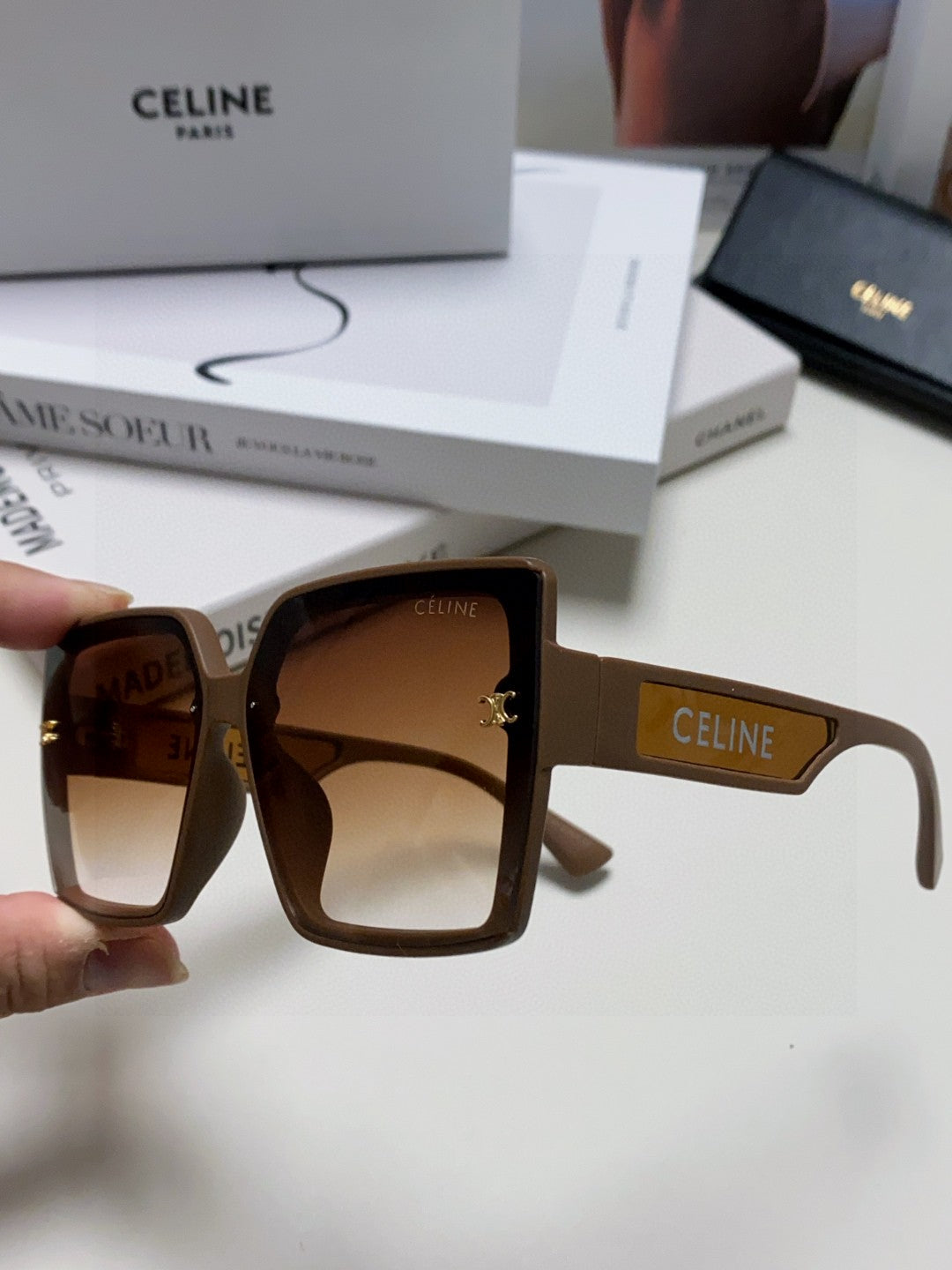Celine Oversized Brown Lens Sunglasses for Men & Women - detail image 5