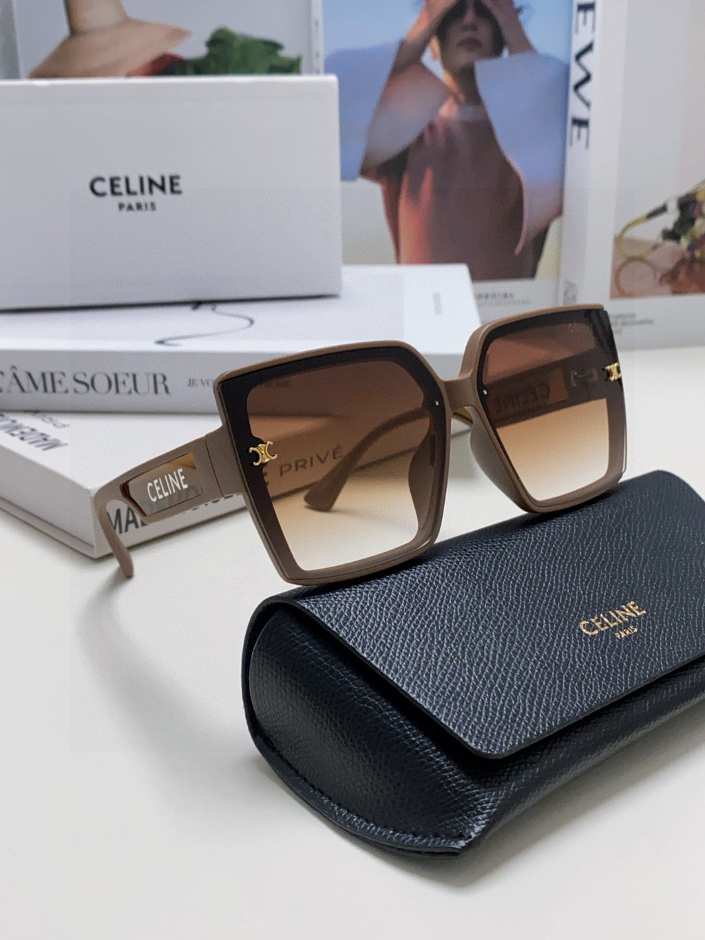 Celine Oversized Brown Lens Sunglasses for Men & Women - detail image 7