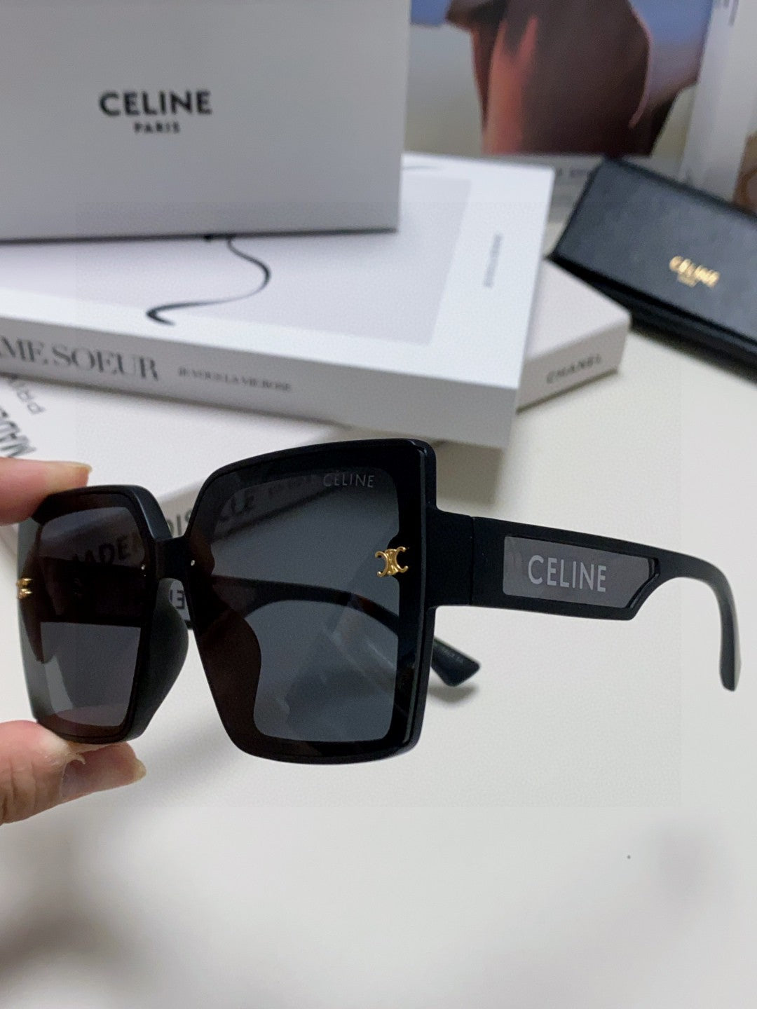 Celine Oversized Black Lens Sunglasses for Men & Women - 398814 - detail image 5