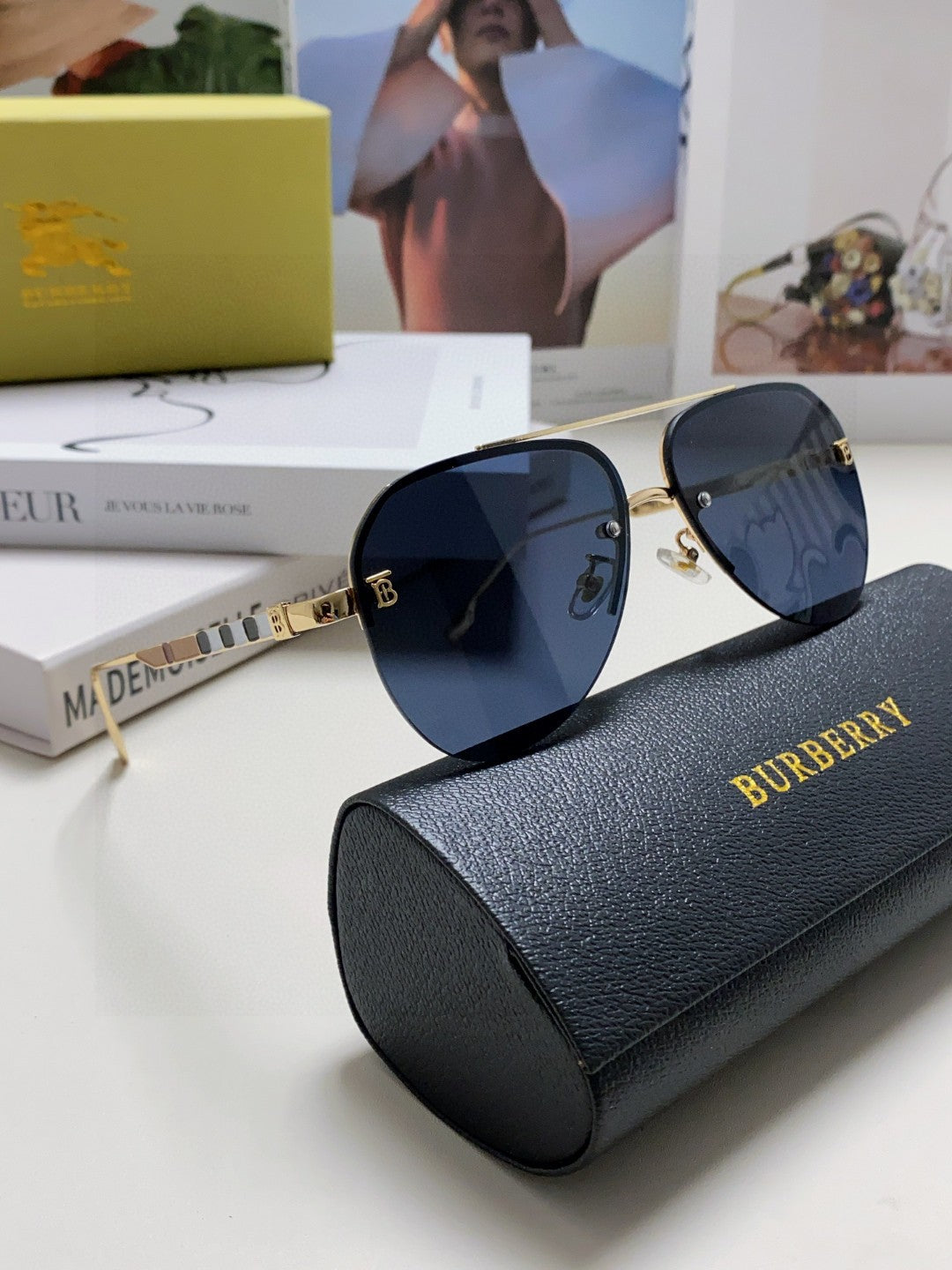 Burberry Round Blue Lens Sunglasses for Men & Women - detail image 7