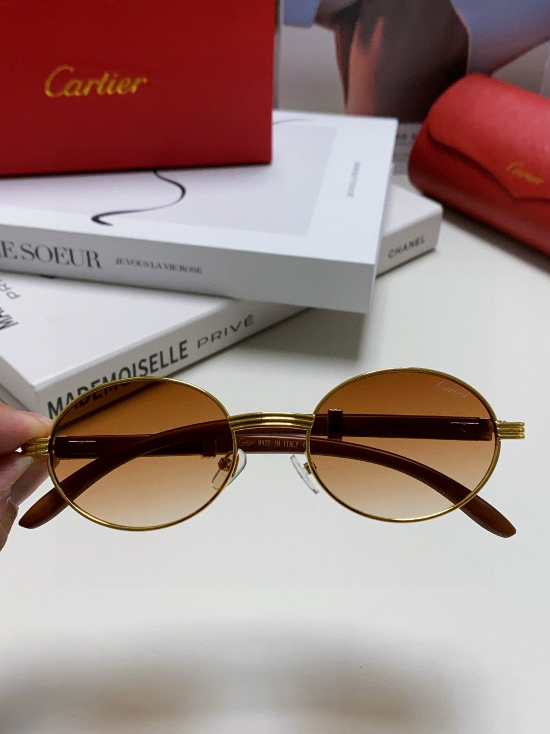 Cartier CT0464S Round Brown Lens Sunglasses for Men & Women