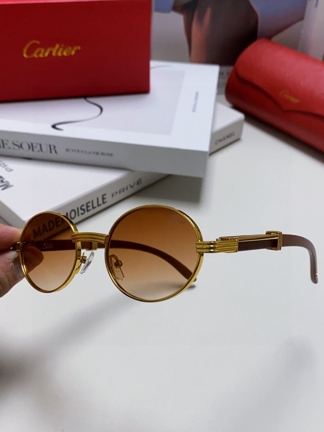 Cartier CT0464S Round Brown Lens Sunglasses for Men & Women - detail image 3