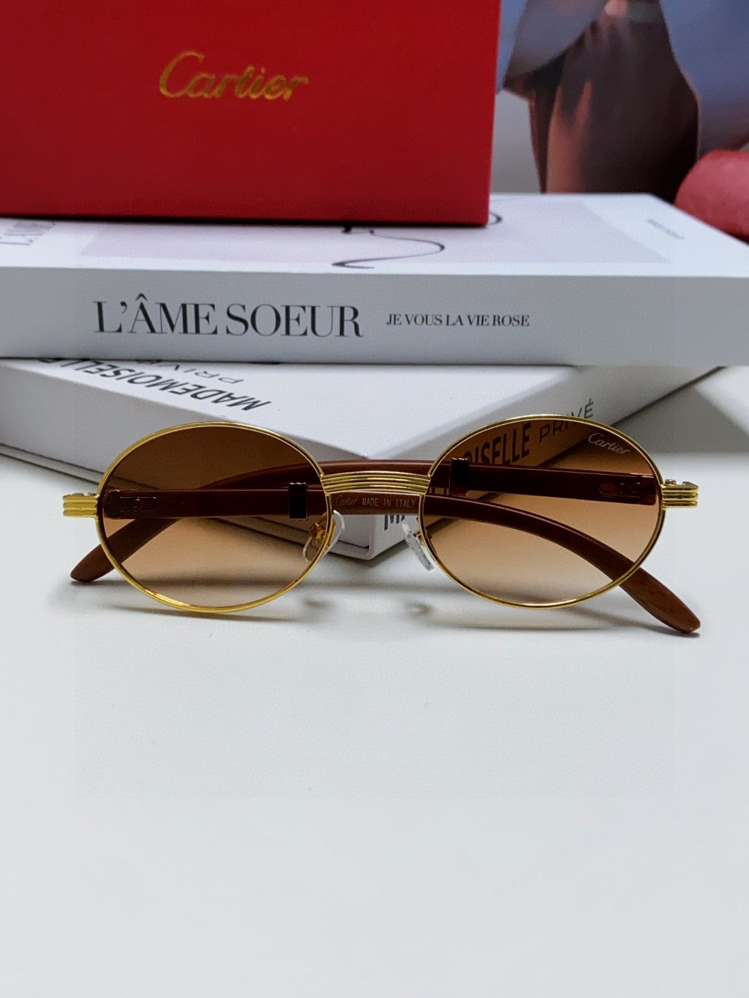 Cartier CT0464S Round Brown Lens Sunglasses for Men & Women - detail image 4