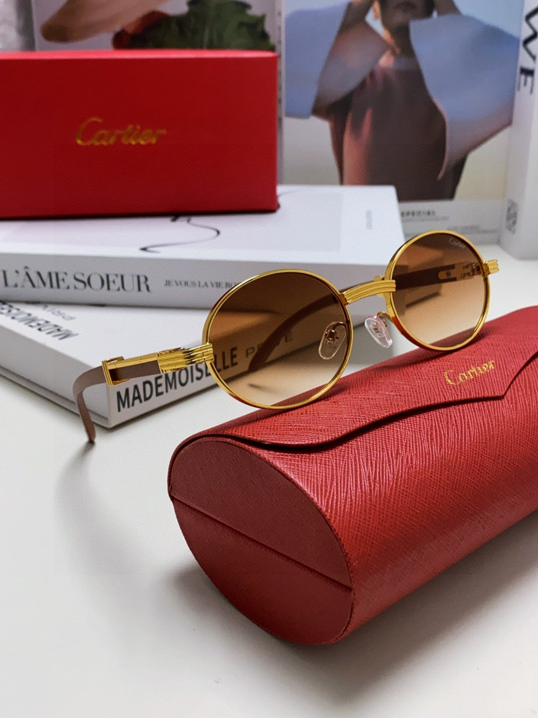 Cartier CT0464S Round Brown Lens Sunglasses for Men & Women - detail image 5