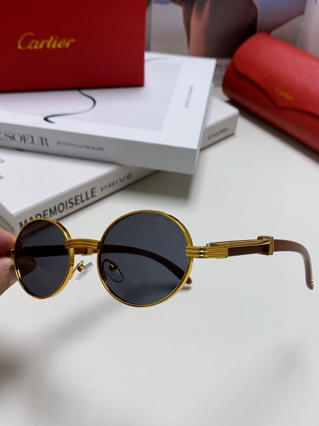 Cartier CT0464S Round Black Lens Sunglasses for Men & Women - detail image 7