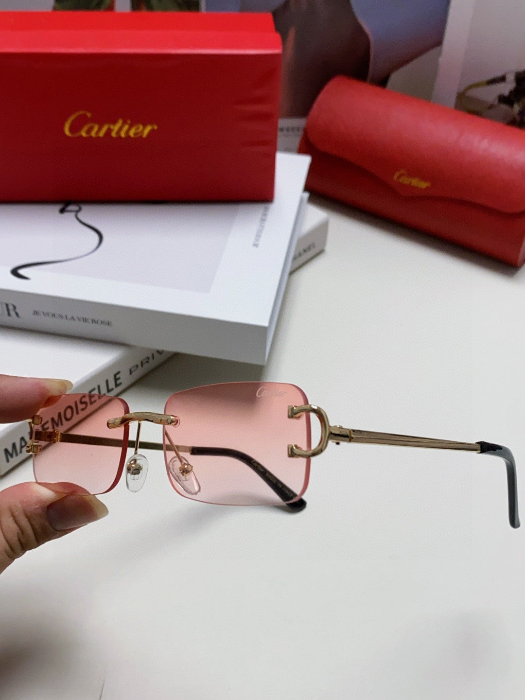 Cartier Lightweight Rimless Silver Lens Sunglasses for Men & Women - 432235