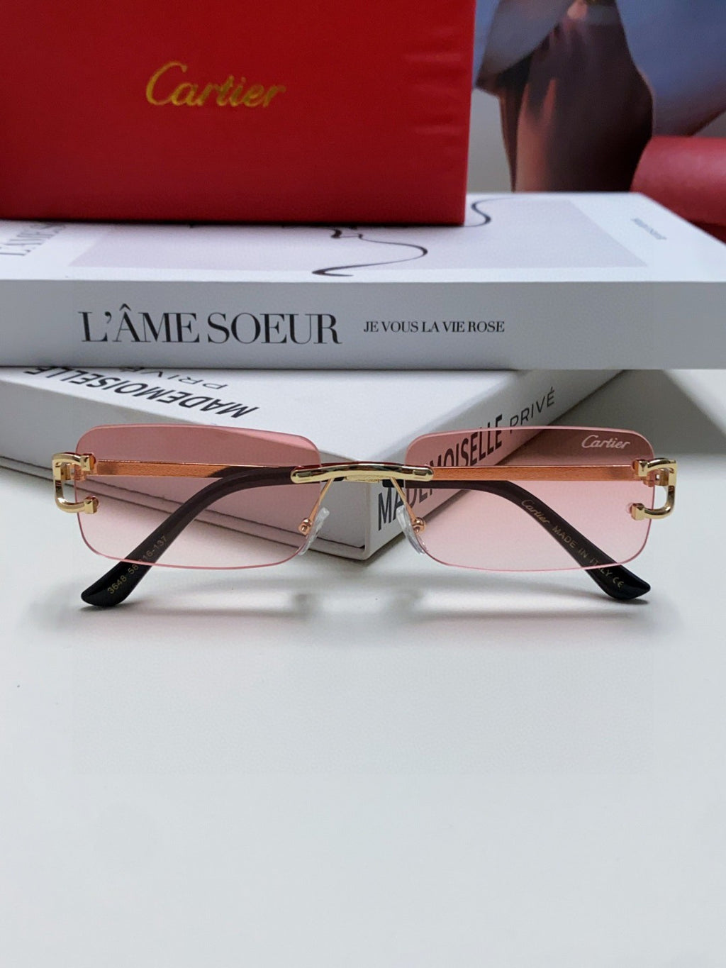 Cartier Lightweight Rimless Silver Lens Sunglasses for Men & Women - 432235 - detail image 2