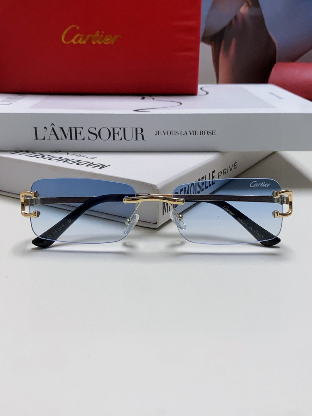 Cartier Lightweight Rimless Silver Lens Sunglasses for Men & Women - 432236 - detail image 5