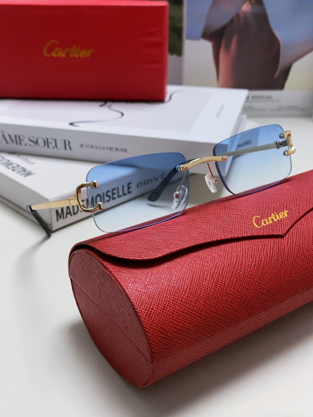 Cartier Lightweight Rimless Silver Lens Sunglasses for Men & Women - 432236 - detail image 6