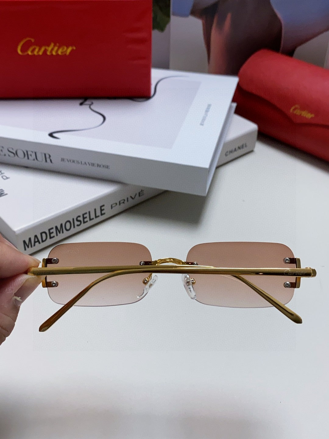 Cartier Lightweight Rimless Gray Lens Sunglasses for Men & Women - 432240 - detail image 4