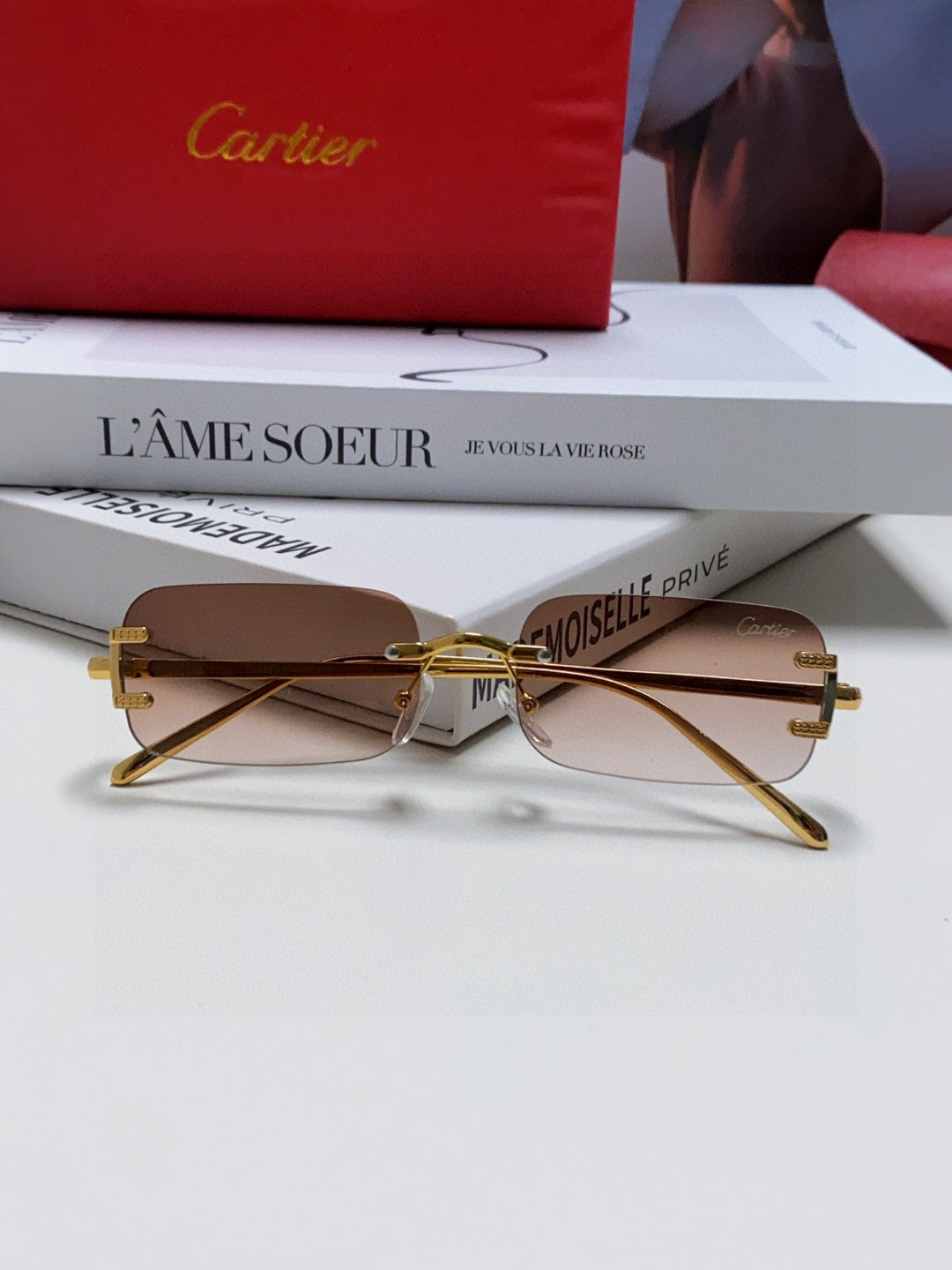 Cartier Lightweight Rimless Gray Lens Sunglasses for Men & Women - 432240 - detail image 6