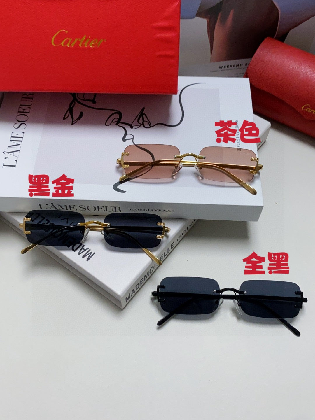 Cartier Lightweight Rimless Gray Lens Sunglasses for Men & Women - 432240 - detail image 9