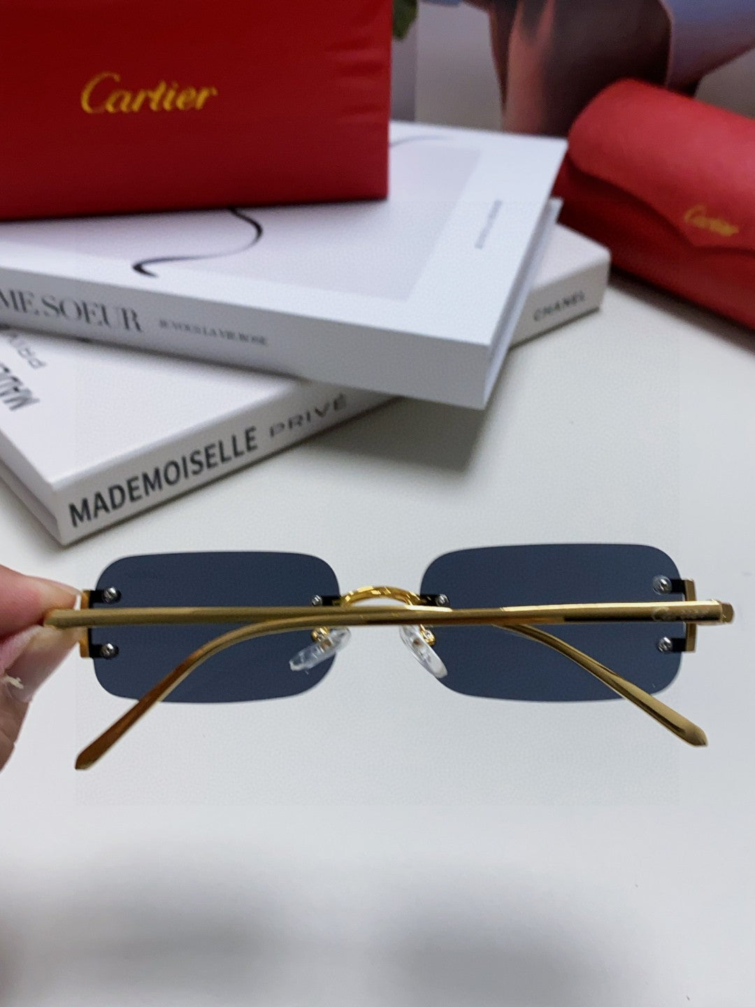 Cartier Lightweight Rimless Silver Lens Sunglasses for Men & Women - 432242 - detail image 3