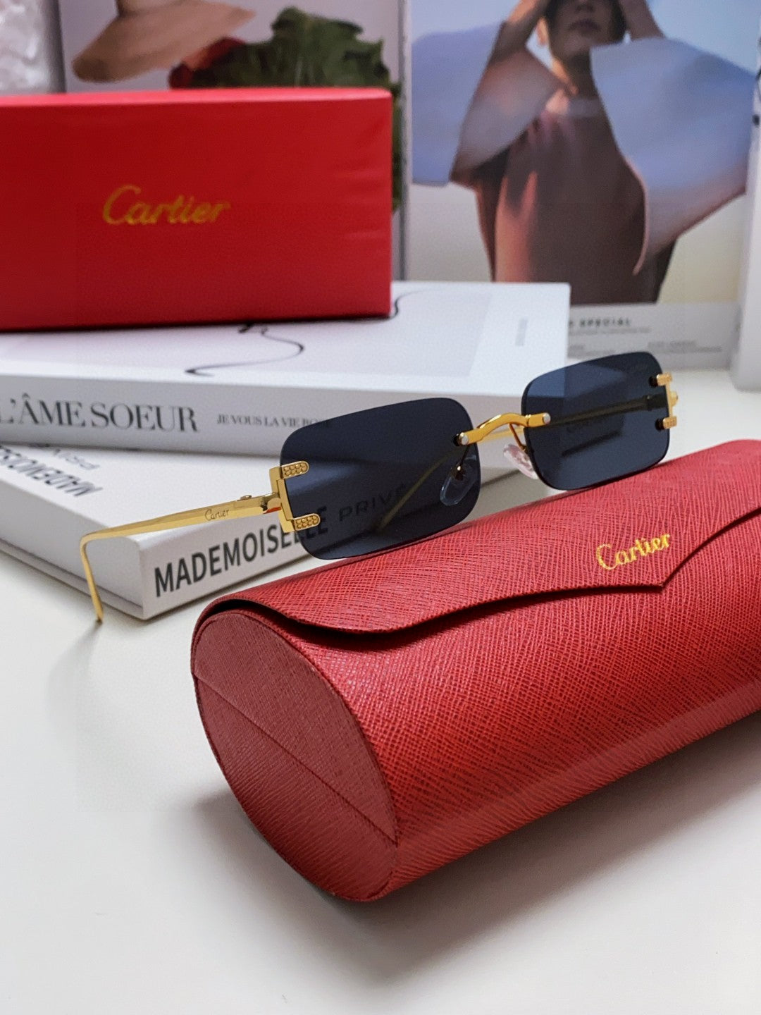 Cartier Lightweight Rimless Silver Lens Sunglasses for Men & Women - 432242 - detail image 6