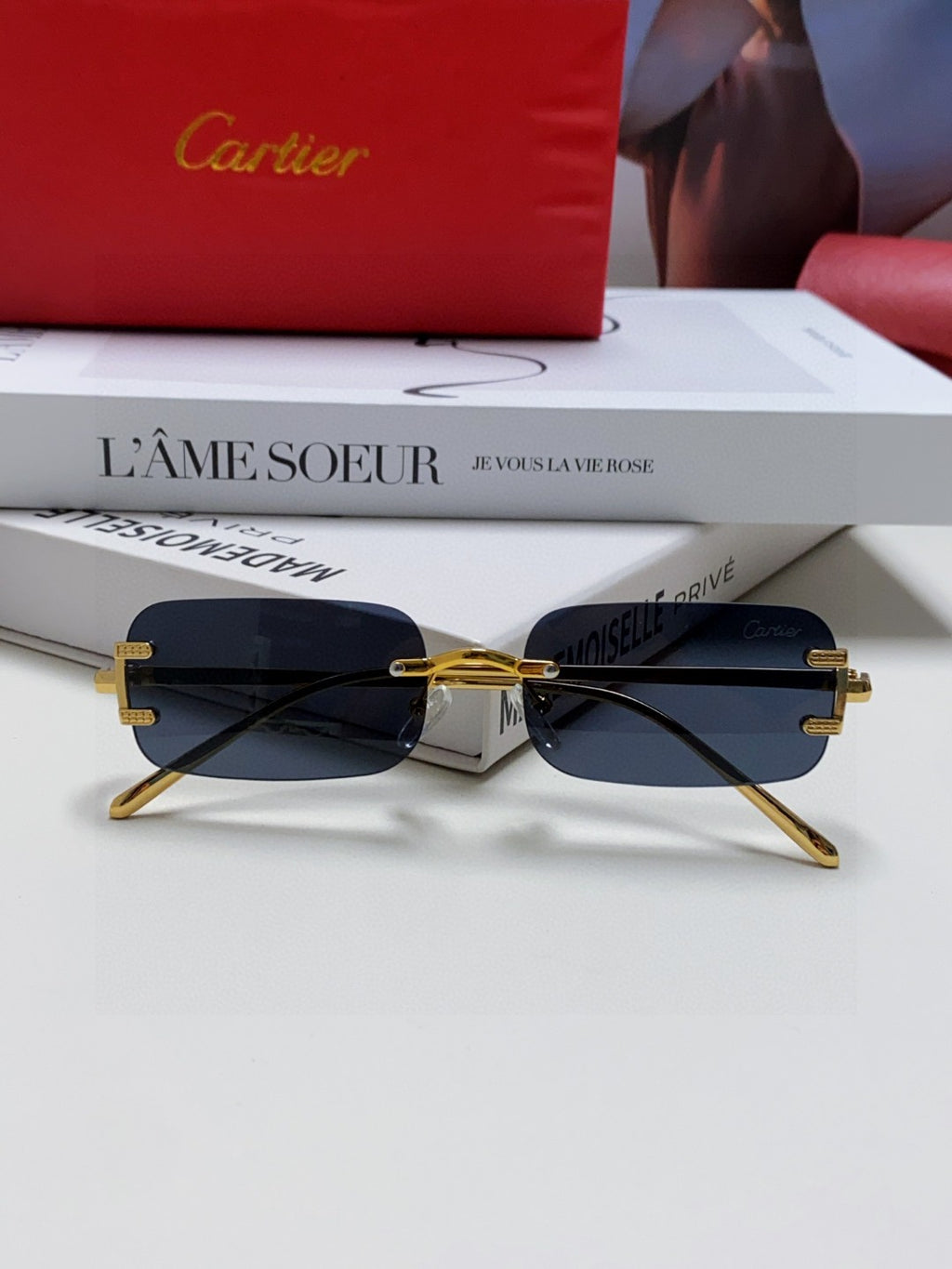 Cartier Lightweight Rimless Silver Lens Sunglasses for Men & Women - 432242 - detail image 5