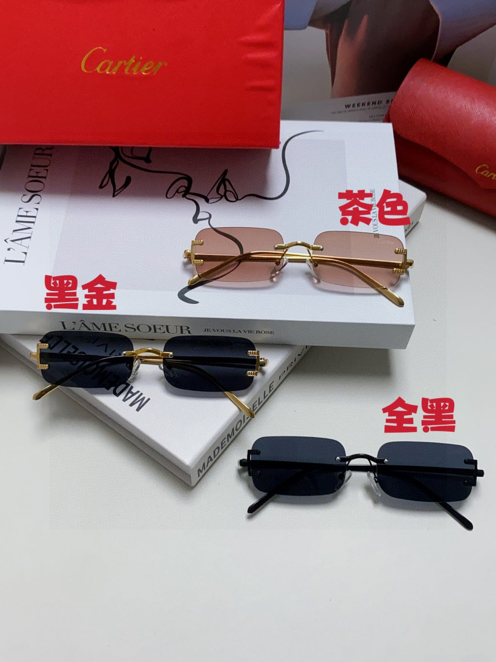 Cartier Lightweight Rimless Silver Lens Sunglasses for Men & Women - 432242 - detail image 8