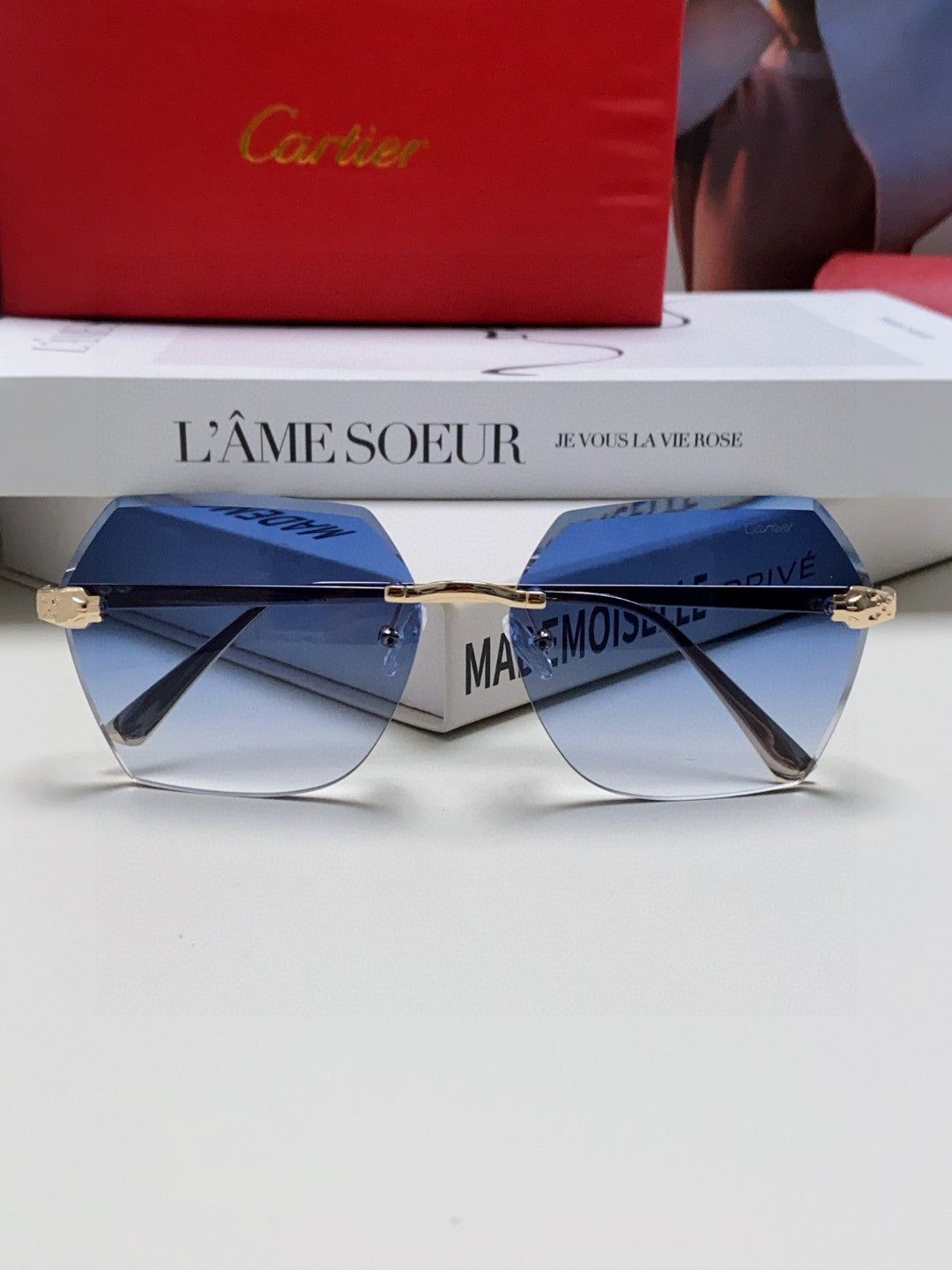 Cartier Photochromic Rimless Blue Lens Sunglasses for Men & Women - 432244 - detail image 5