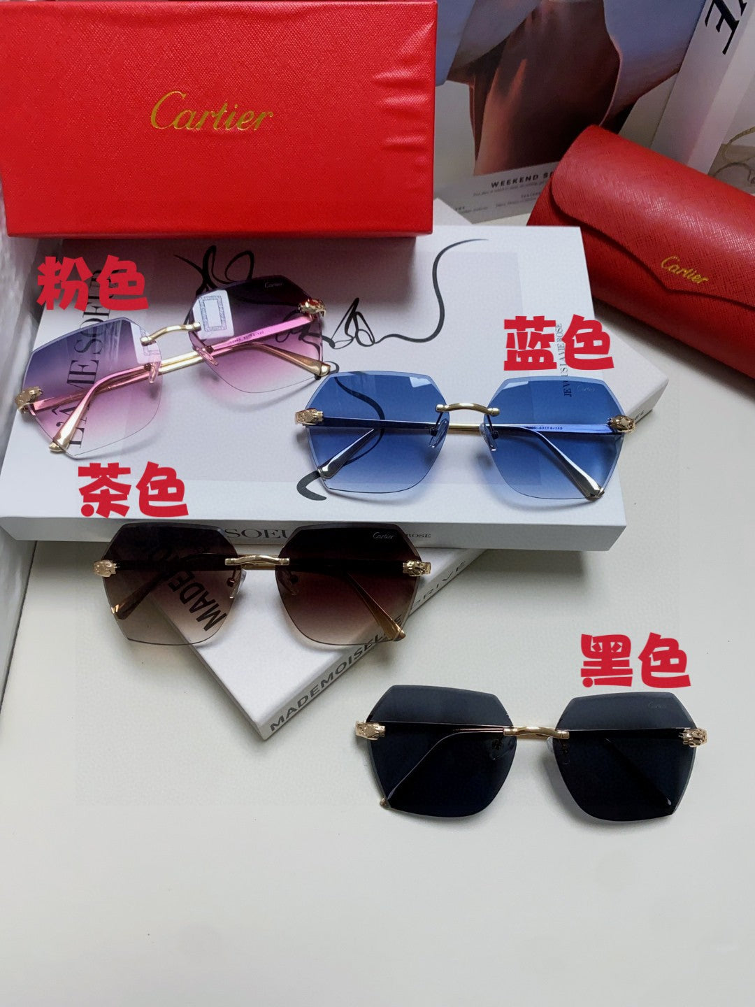 Cartier Photochromic Rimless Blue Lens Sunglasses for Men & Women - 432244 - detail image 8