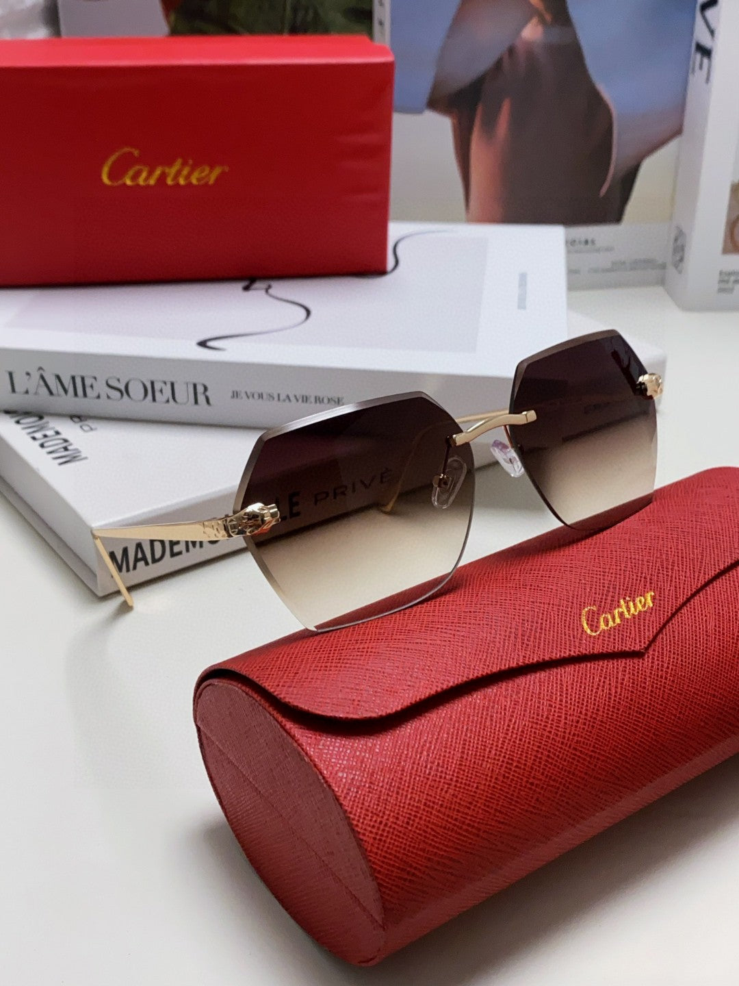 Cartier Photochromic Rimless Silver Lens Sunglasses for Men & Women - detail image 6