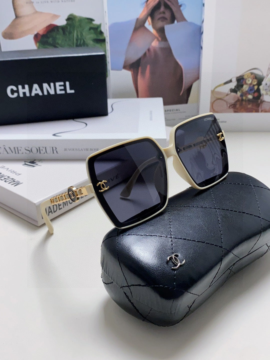 Chanel Polarized Fashion Black Lens Sunglasses for Women - 431674 - detail image 7