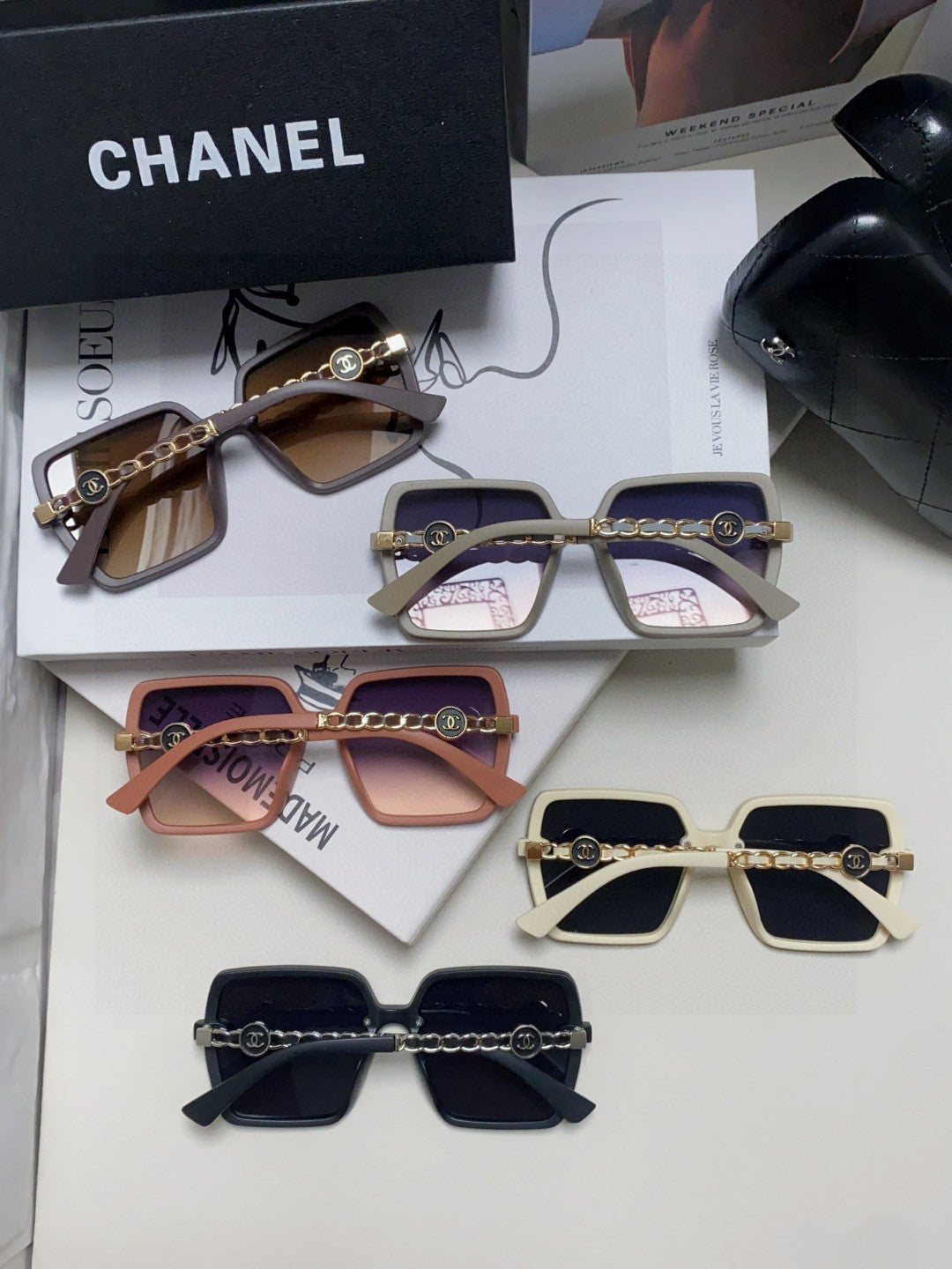 Chanel Polarized Fashion Black Lens Sunglasses for Women - 431674 - detail image 8